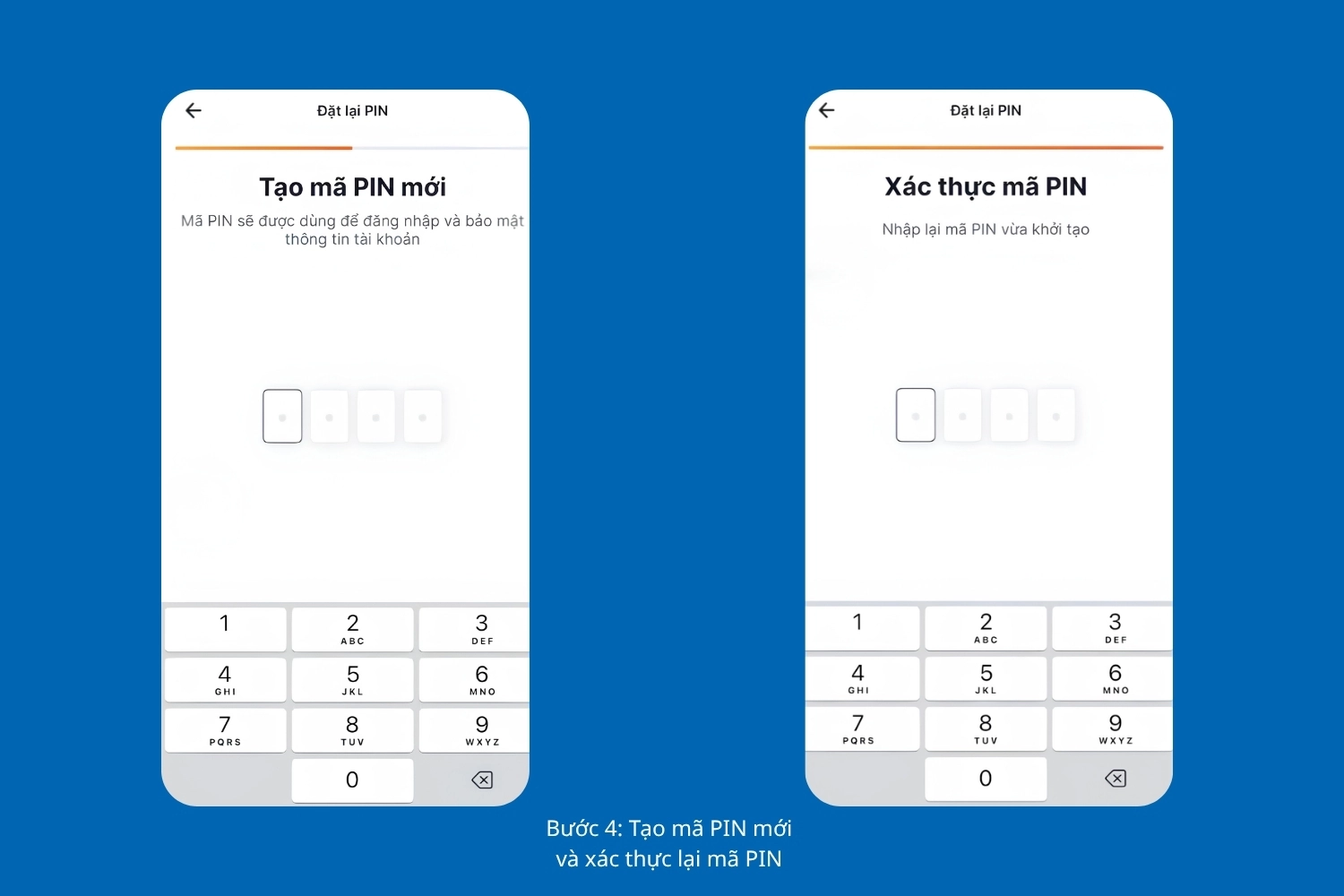 Tạo mã PIN để hoàn tất mở tài khoản .