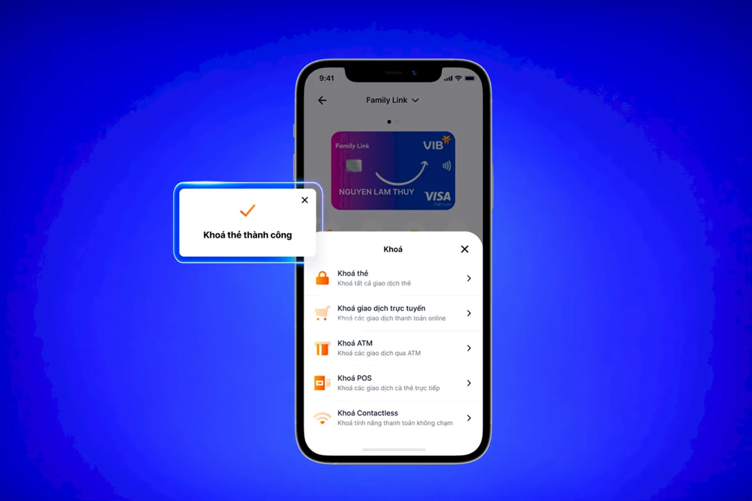 Bạn có thể dễ dàng khóa thẻ Visa Debit trên MyVIB.