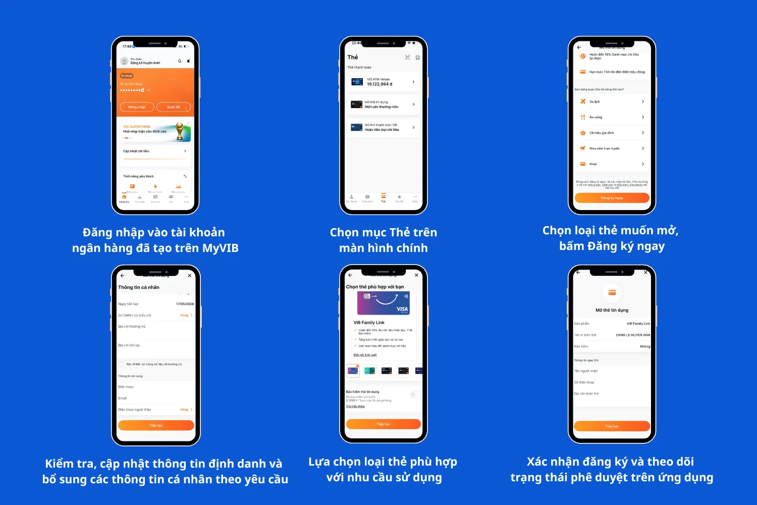 MyVIB hỗ trợ mở thẻ và mở tài khoản trực tuyến ngay trên ứng dụng.
