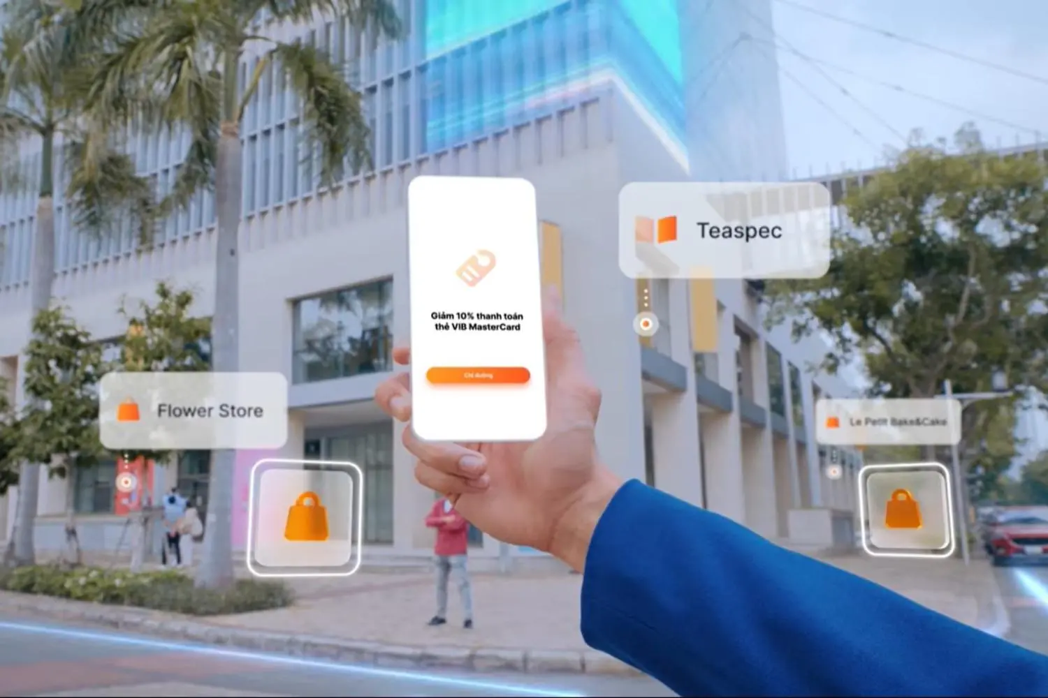 Công nghệ AR của MyVIB có thể giúp bạn nhanh chóng tìm kiếm cây ATM gần nhất.
