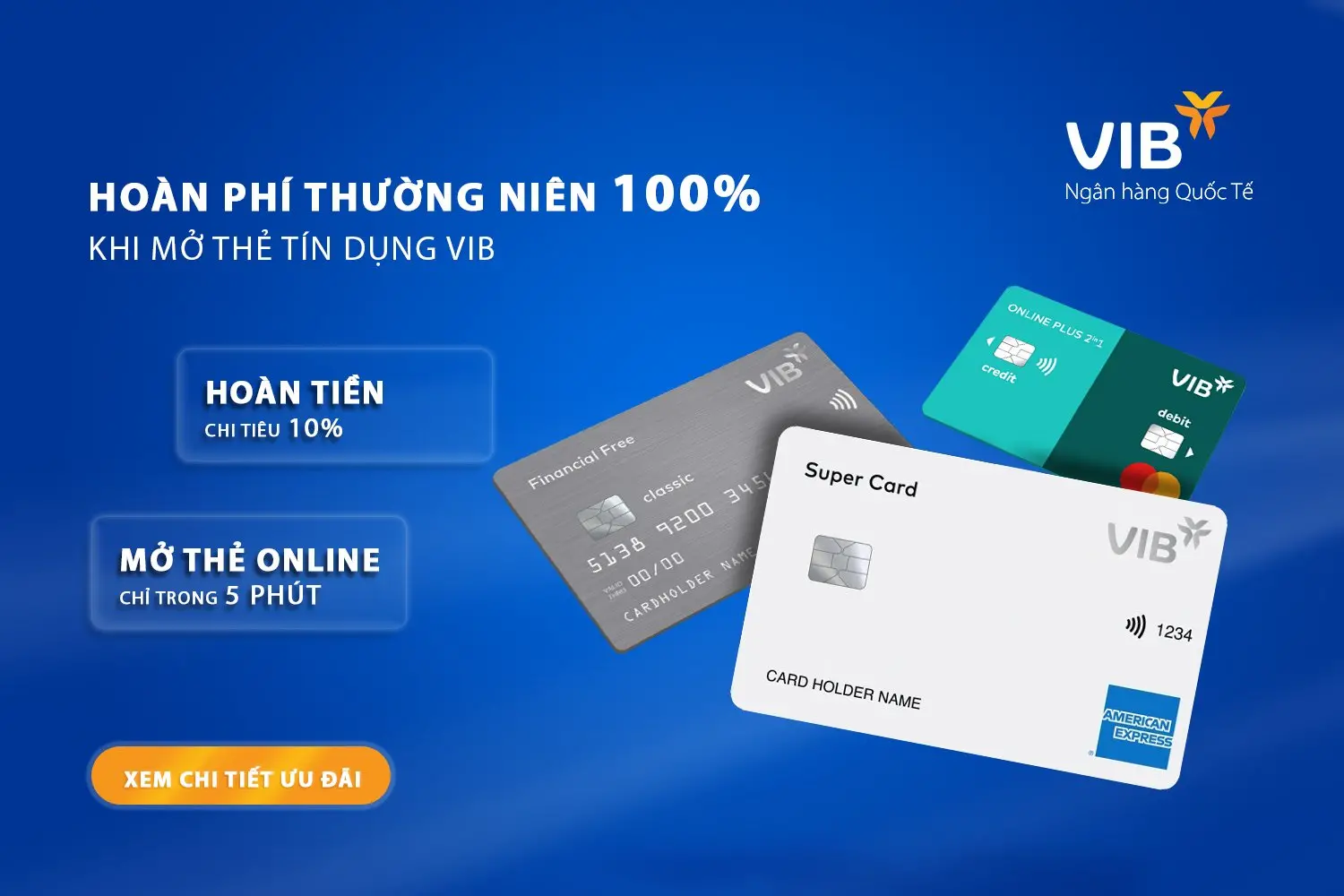 Chương trình hoàn phí thường niên khi mở thẻ tại VIB