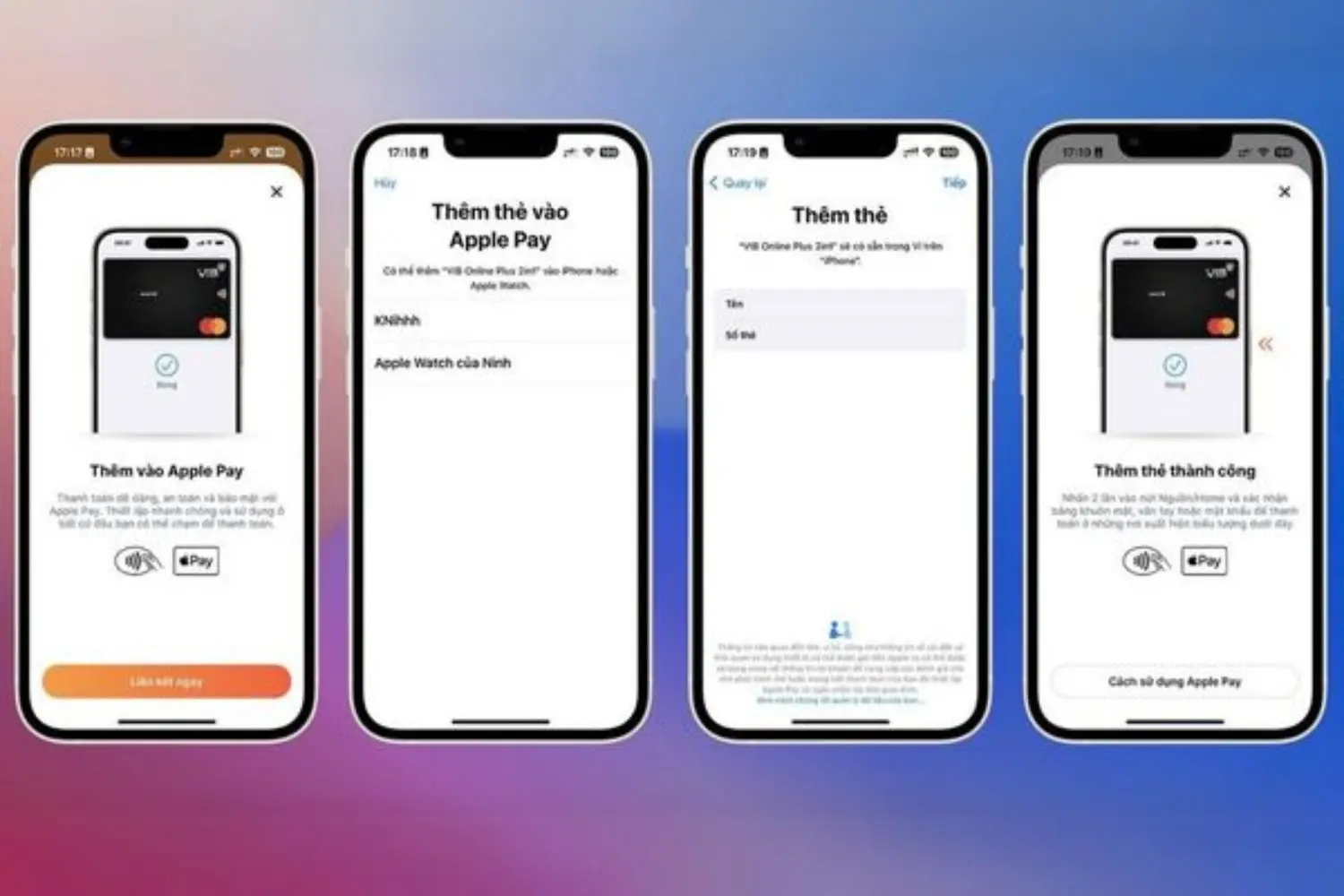 Dùng ví Apple để thêm thẻ tín dụng VIB vô cùng nhanh chóng và tiện lợi